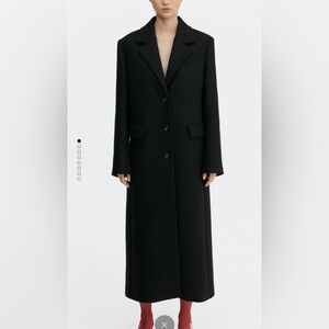 Mango Black Structured Wool Coat